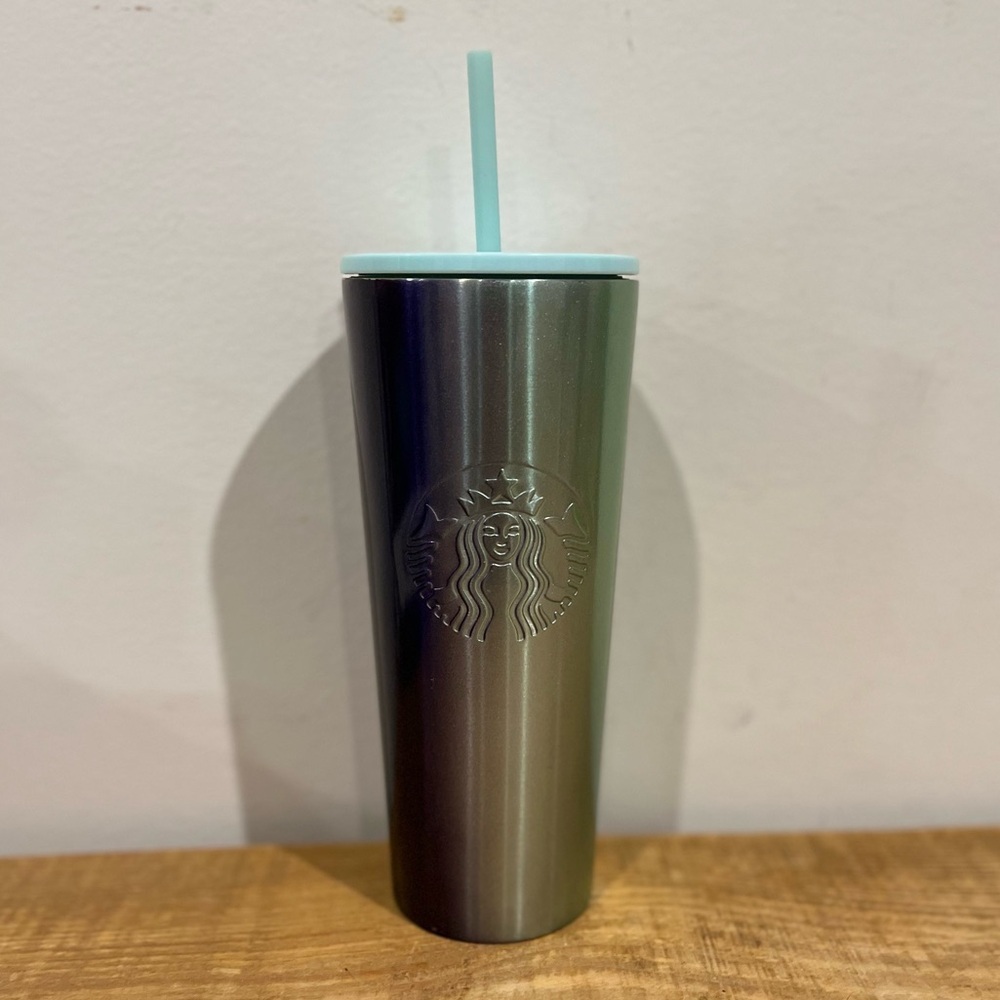 Starbucks purple green‎ ombré glitter metallic cup